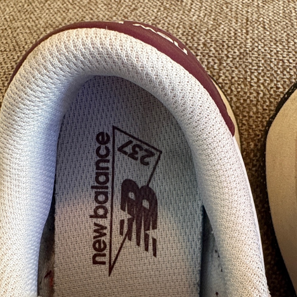 New Balance White and Burgundy Athletic Shoes - Picture 2 of 5